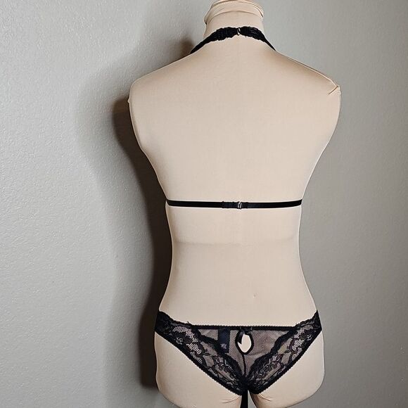 Victoria's Secret Small Black Lace Teddy Lingerie Bodysuit with Sheer Mesh - Picture 3 of 7